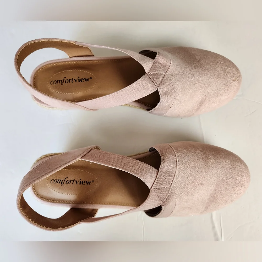 Comfortview Pastel Pink Wide Width The Elodie Espadrille Sandals Size 9W